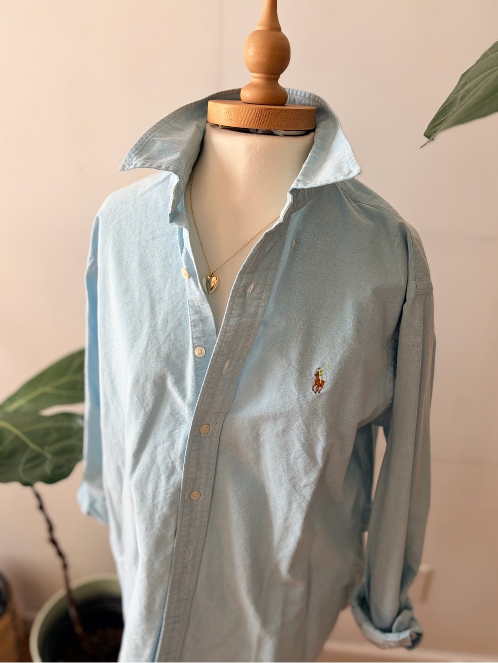 Vintage 90s Ralph Lauren Blue Cotton Button Down Shirt Oversized Women’s large
